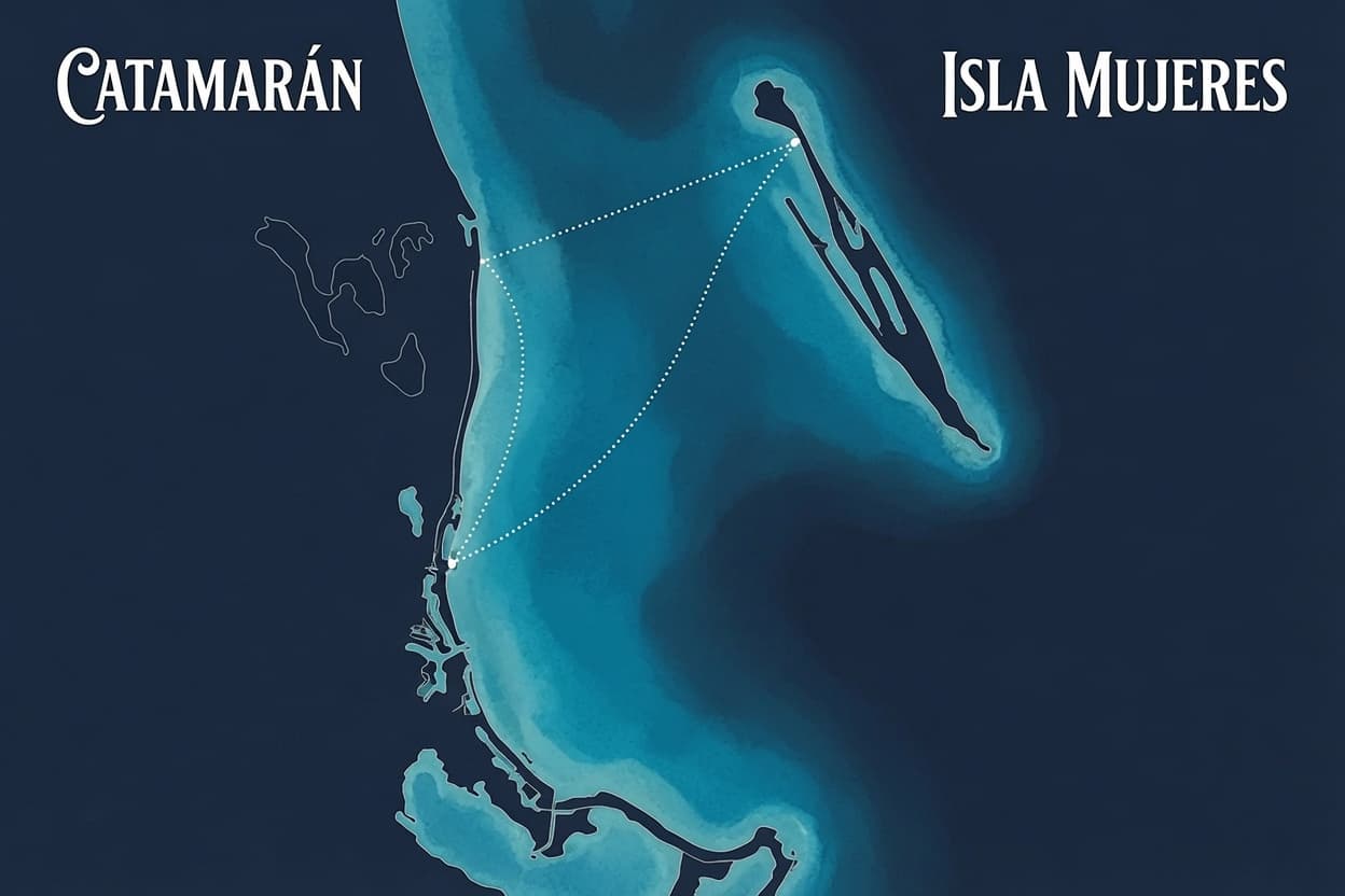 Mapa de Recorrido Catamarán - Cancún a Isla Mujeres